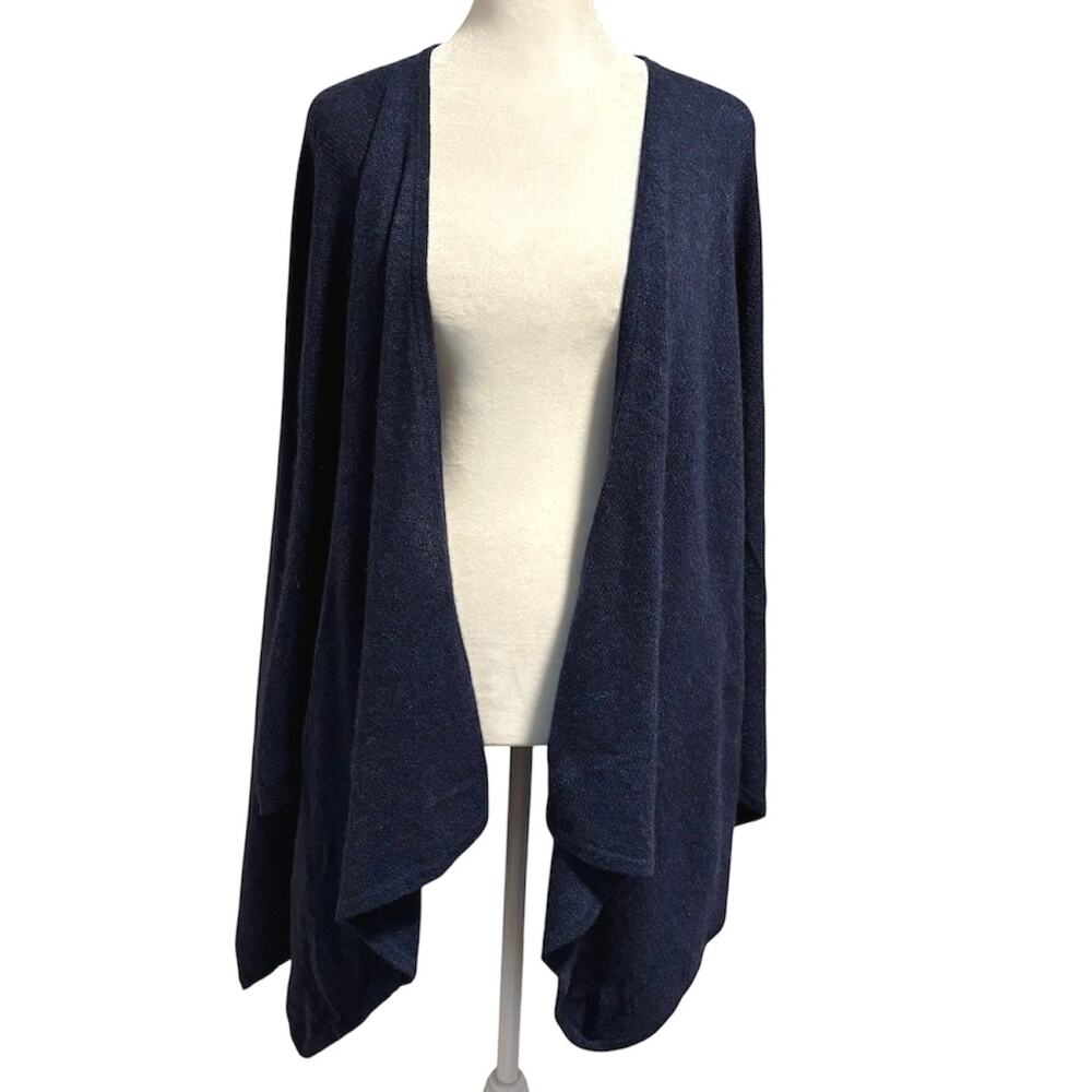 Qi Cashmere One Size Wrap Shawl Blue FLAW